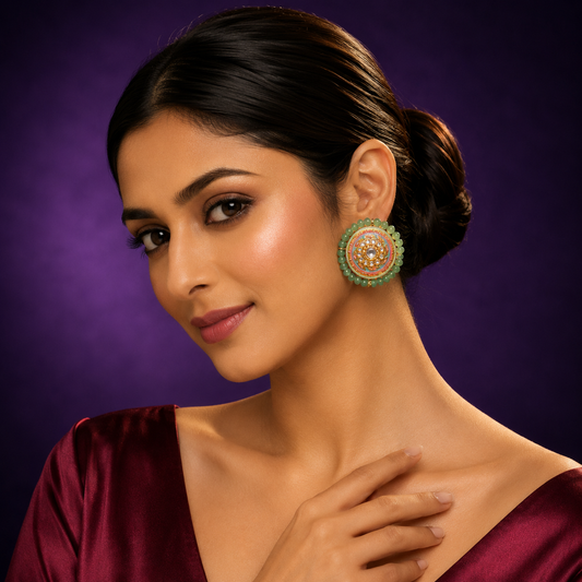 Meenakari Studs With Side Beading Studs for woman