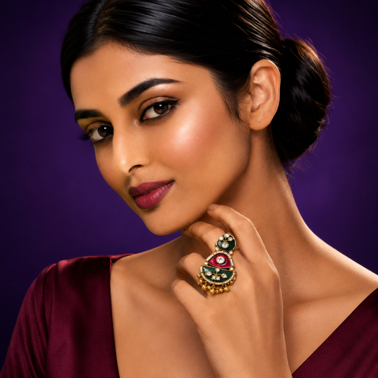 Kundan Rajwadi Ring for woman