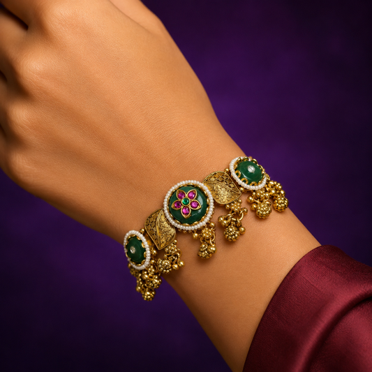 Floral Golden Rajwadi Bracelet for woman