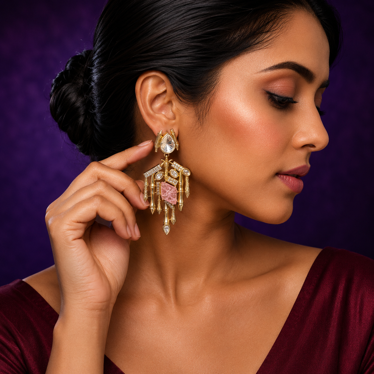 Mossanite With Doublet Stone Earring for woman