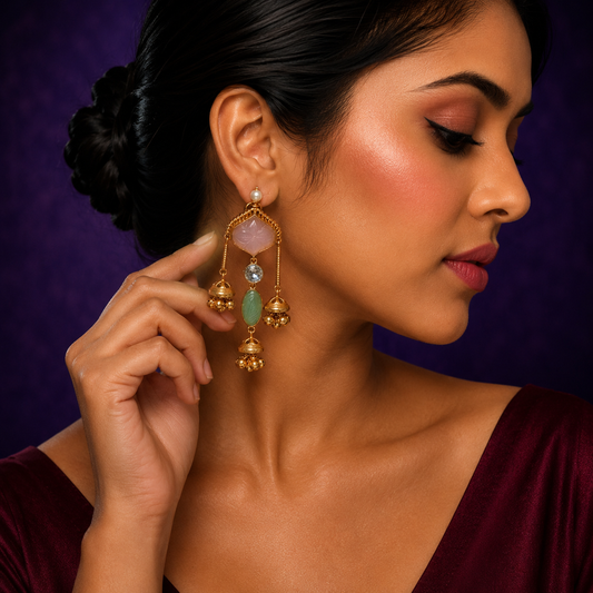 Ghunghroo With Stones Long Earring for woman