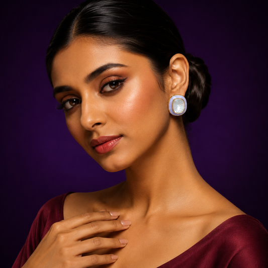 Enamelling With Polki Stud for woman