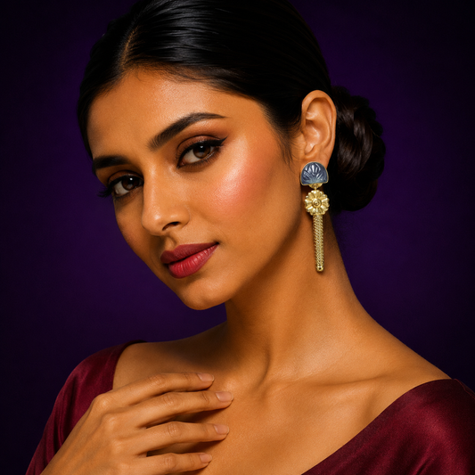 Carved Stone With Long Earrings for woman