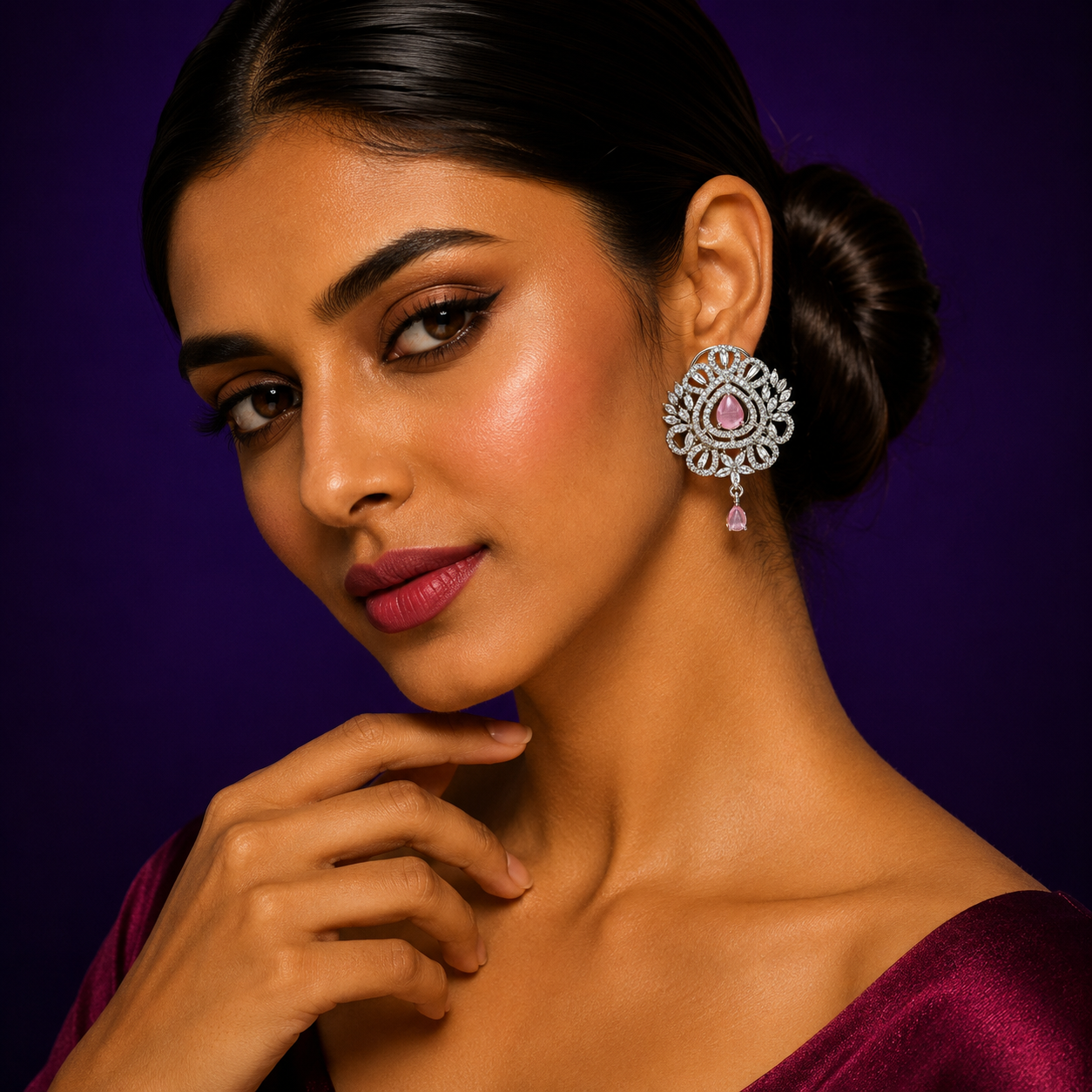 CZ With Kemp Stone Studs for woman