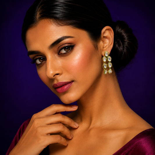 Backside Meenakari Earring in gold for woman