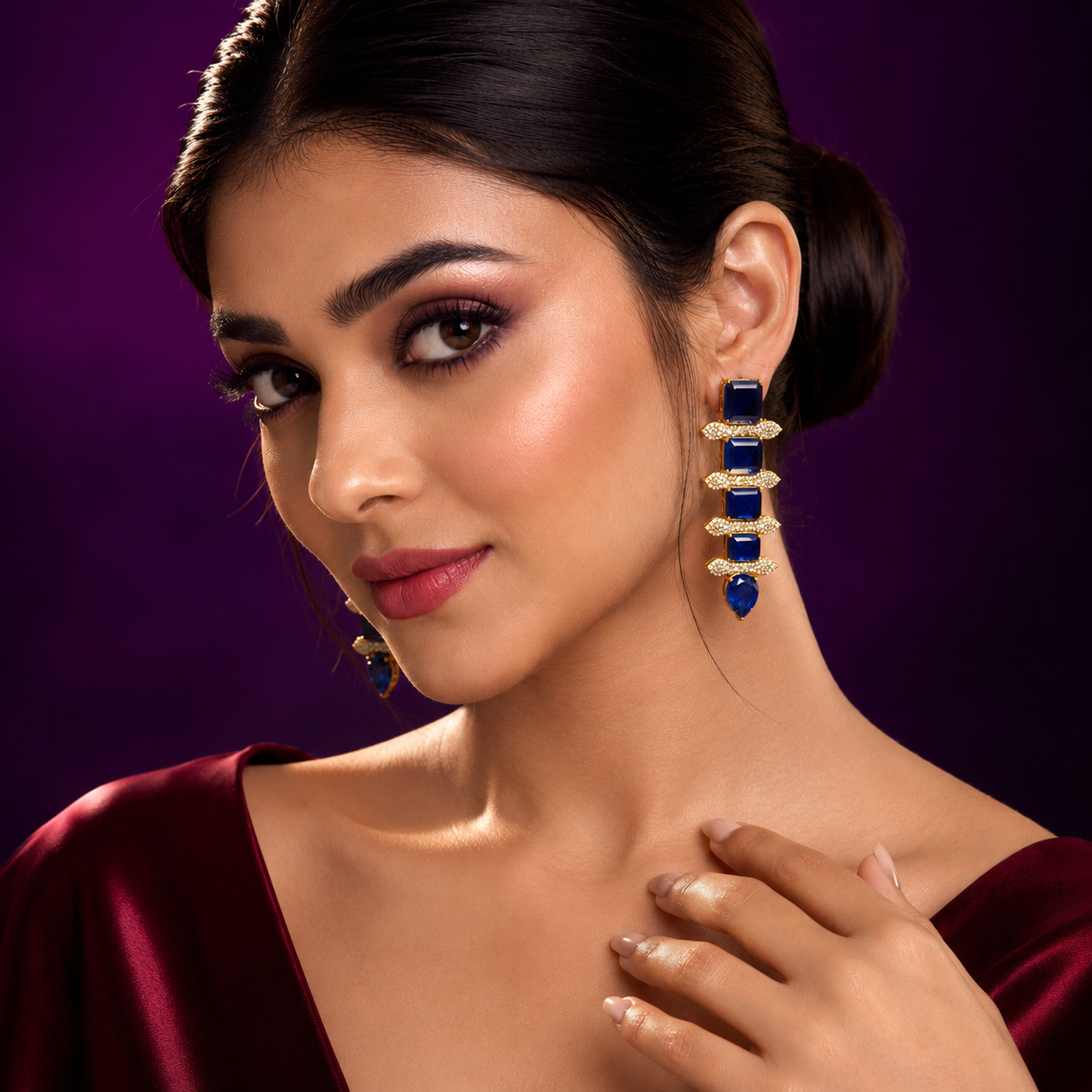 Doublet Stone With CZ Earring in green for woman