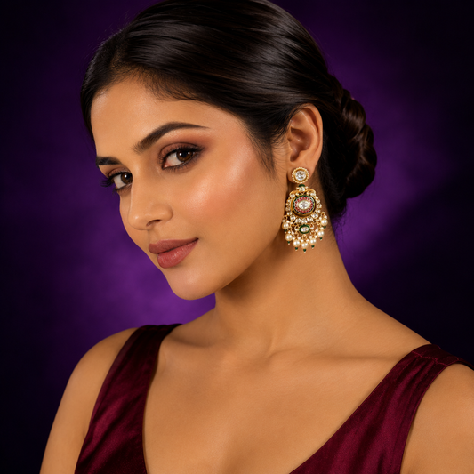 Chandbali With Meenakari Earring in Multi for woman