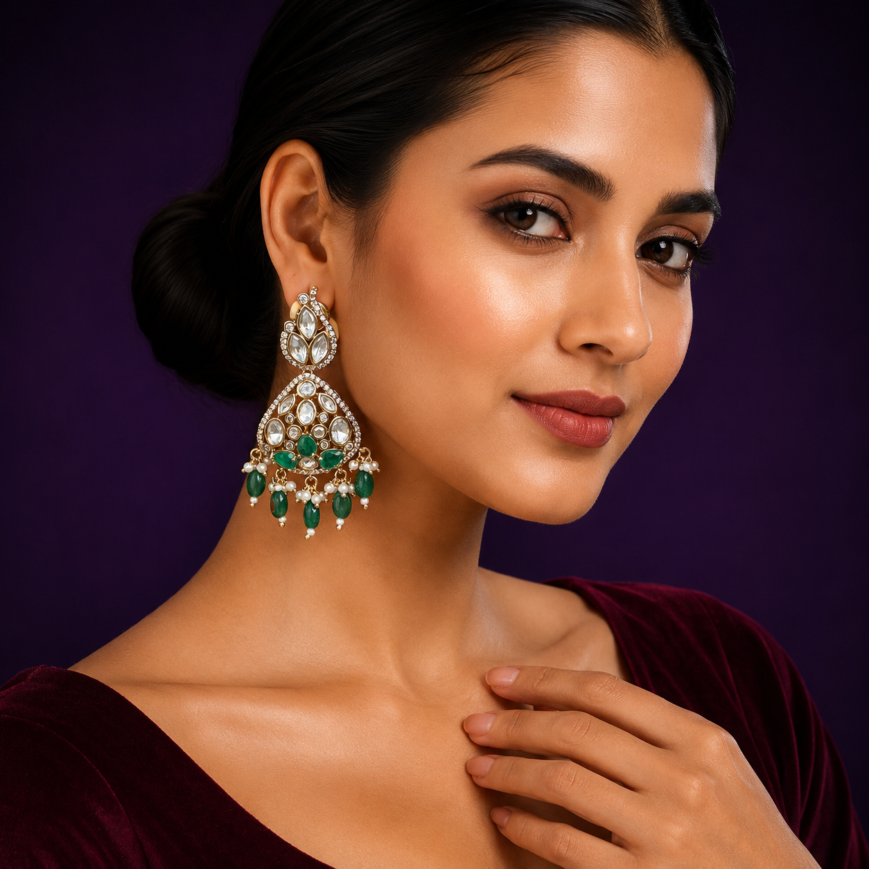 Cute Earring with Mosanite in green for woman