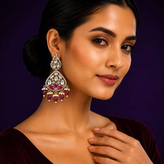 Cute Earring with Mosanite in red for woman