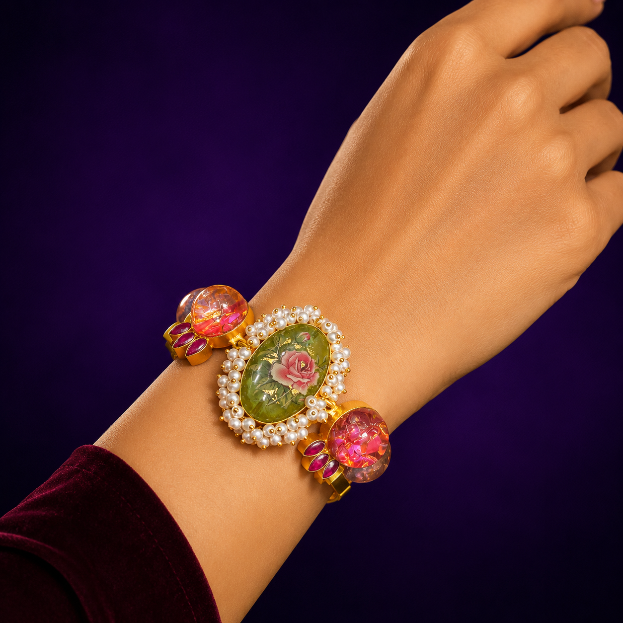Glassy Marvel Stone Duzy Bracelet in red for women