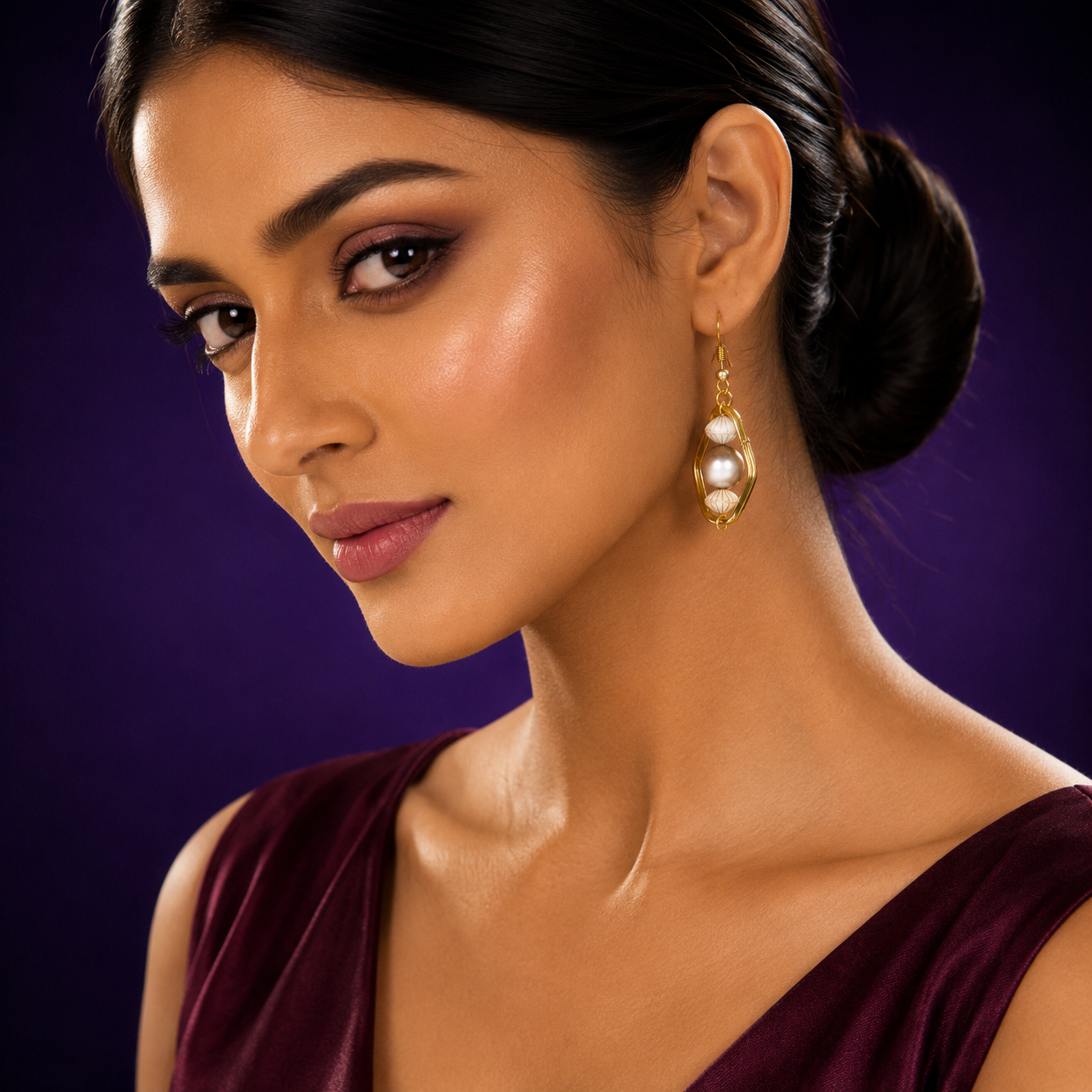 beautiful drop pearl little earring in duzy for woman