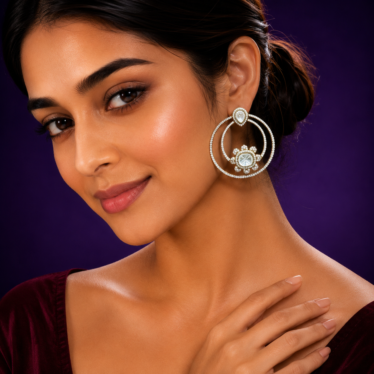 Over Sized Mossanite Earrings With CZ For Women