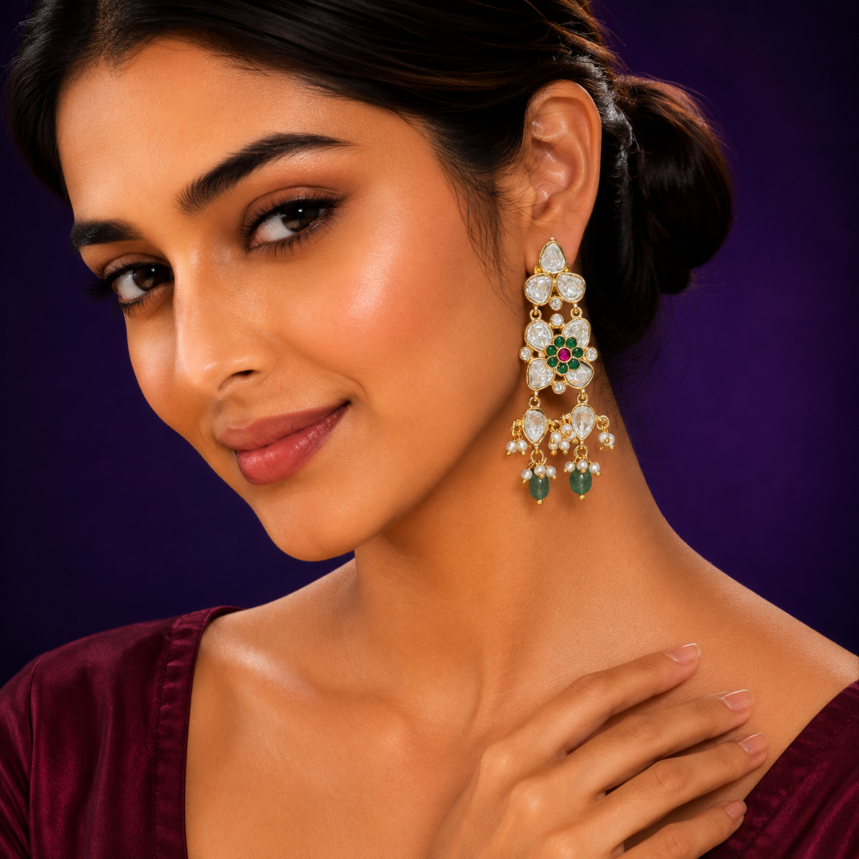 Rajputana Stone in Gold Polish for women