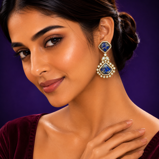 Kundan With Marvel Stones In Blue for women