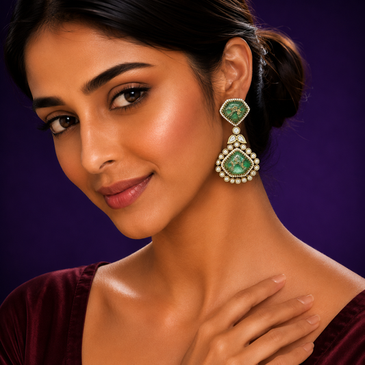 Kundan With Marvel Stones In Green for women