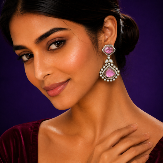 Kundan With Marvel Stones In Pink for women