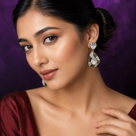 Italian Meenakari kundan Earring in Multi for woman