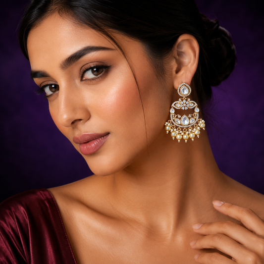 Chandbali Sunheri Earrings For Women