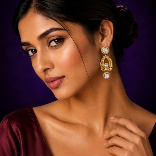 Golden Polish With Mossanite Earring