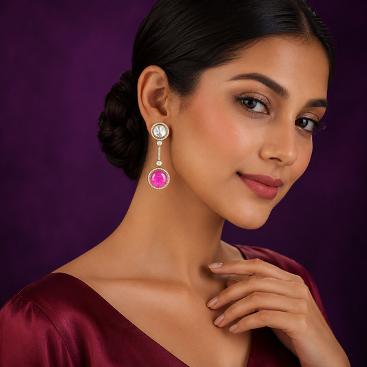 Mossanite With Pota Stones in Pink for women