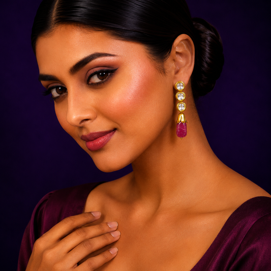 Meenakari Kundan With Tumble in Purple Earrings for women