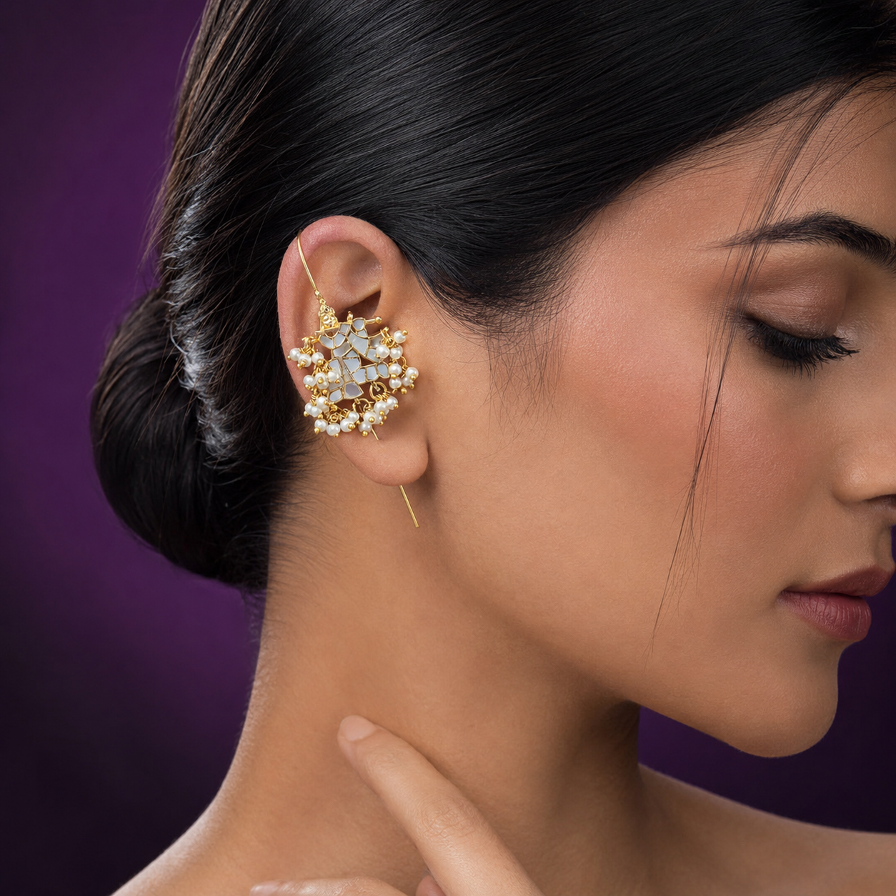 Krishna  designer  earcuff in pachi kundani for women