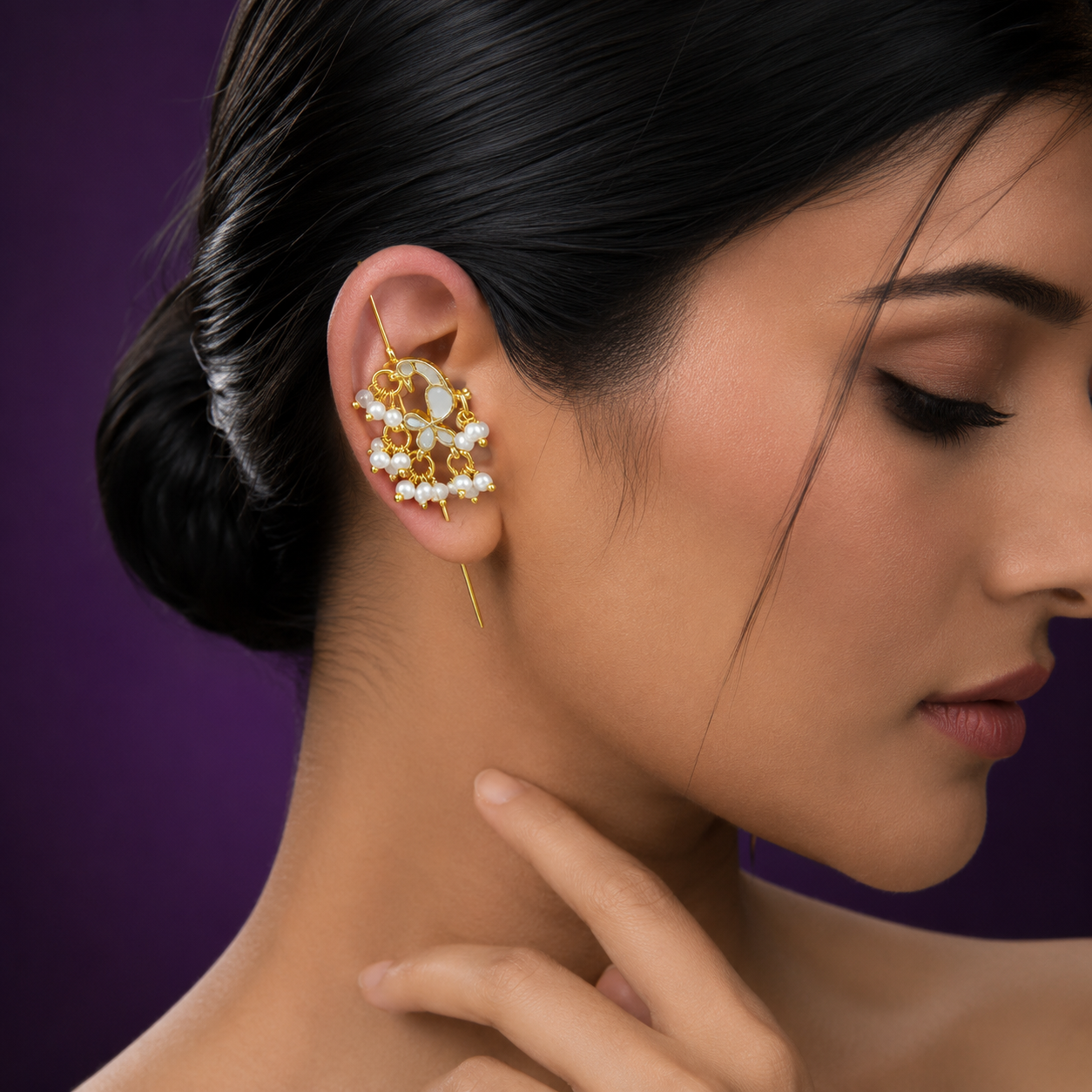 Bird designer  earcuff in pachi kundani for women