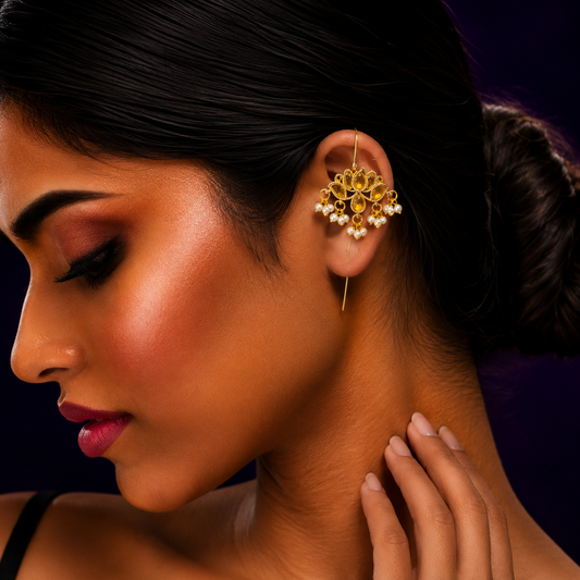 Ethnic Floral  Yellow Earcuff