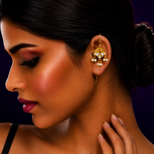 MOP Petals White Earcuff
