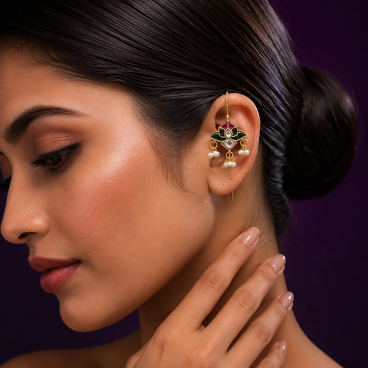 Ethnic Lotus Kundan Multi Earcuff