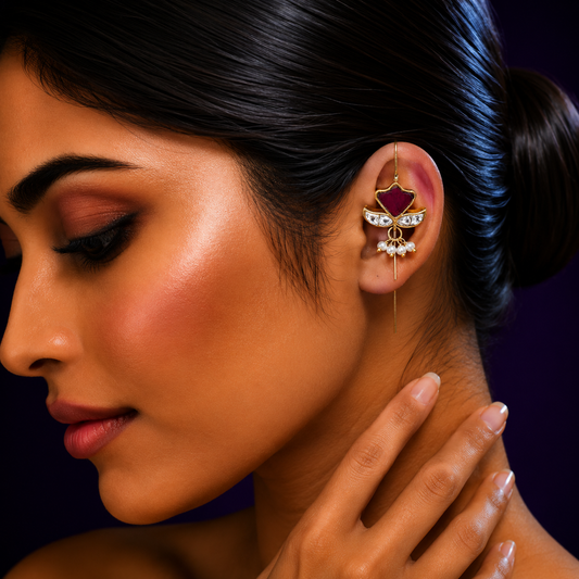 Petal Kundan Ruby Earcuff