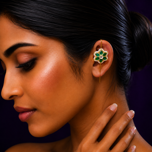 Floral Kunda Green Earcuff