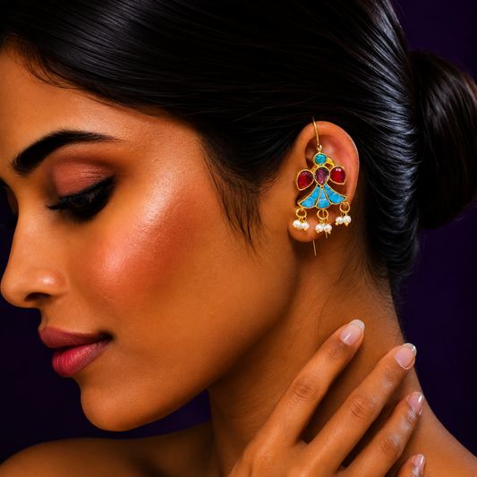 Nature Inspired Bird Turquoise Earcuff