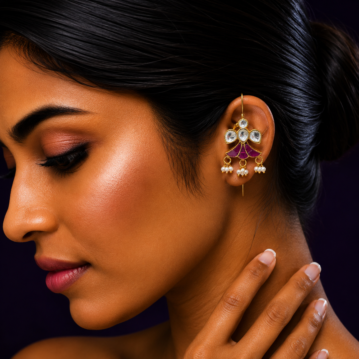 Nature Inspired Bird Ruby Earcuff