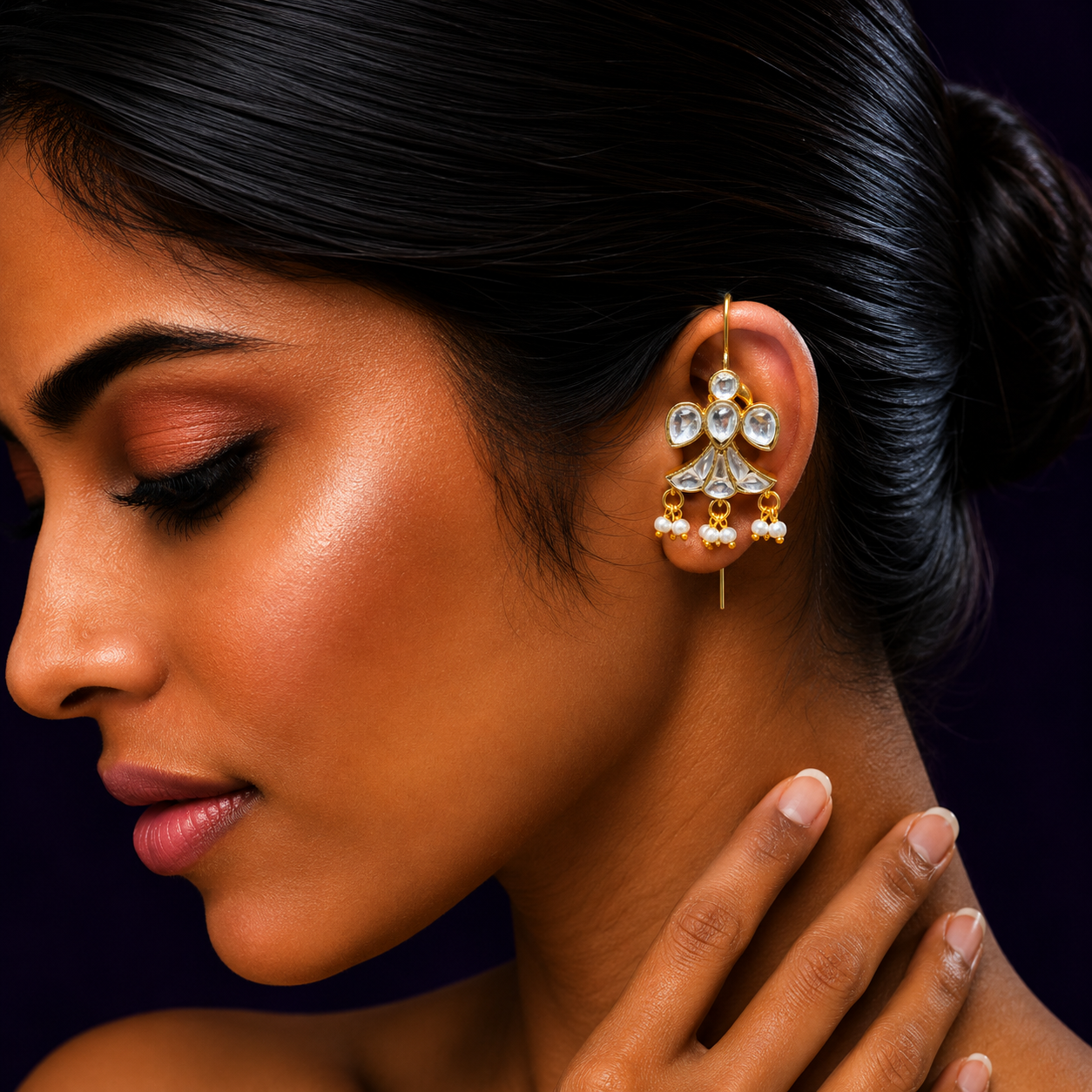 Nature Inspired Bird  Kundan Earcuff
