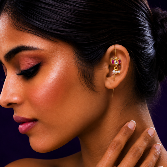 Cute Lotus Ruby Earcuff
