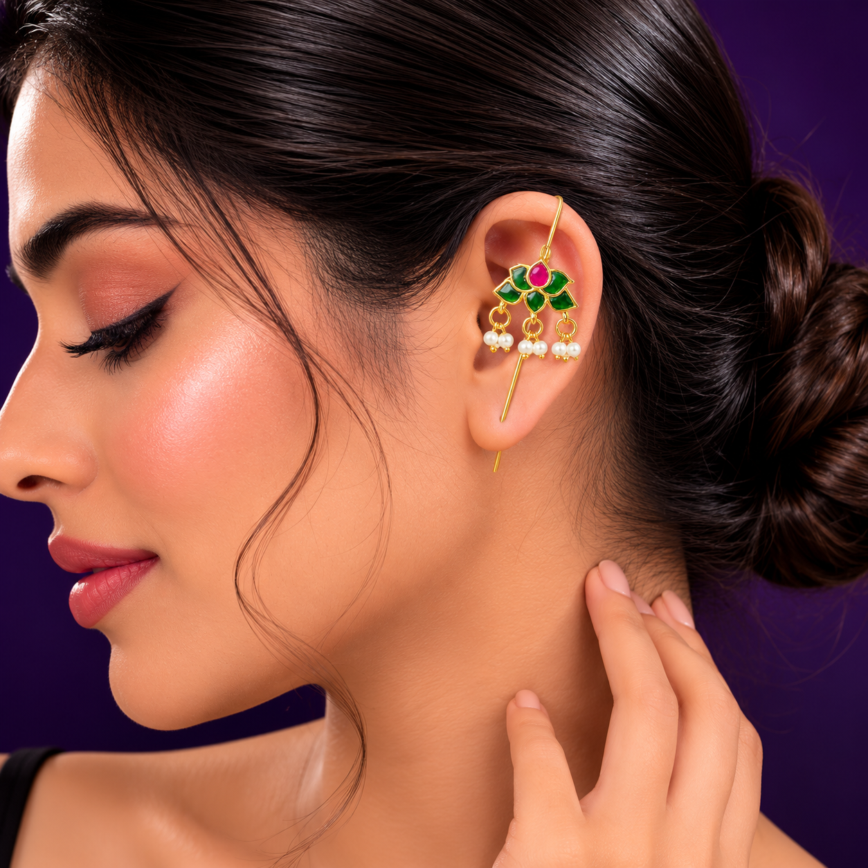 Traditional Lotus Motiff Multi Earcuff