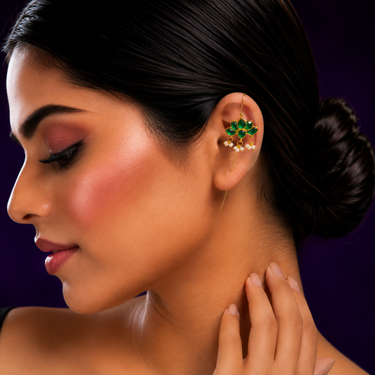 Takkar Kundan Emerald Green Earcuf