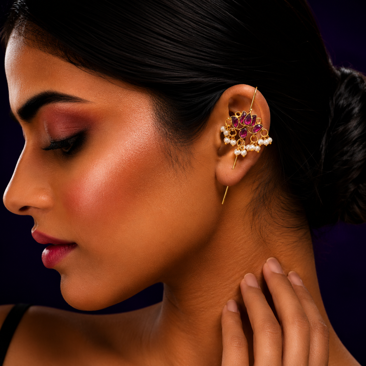 Ethnic Floral  Wine Earcuff