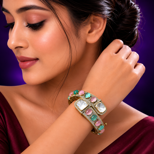 Kundan With Pota Stones Bracelet for woman