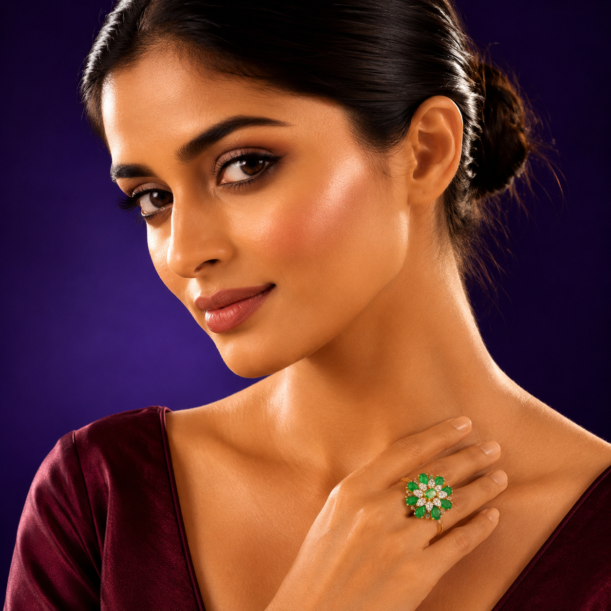 Pota Stones With Zircon Ring in green for woman