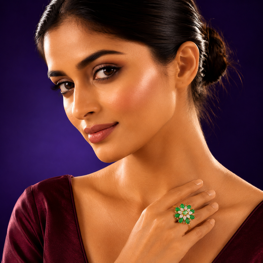 Pota Stones With Zircon Ring in green for woman