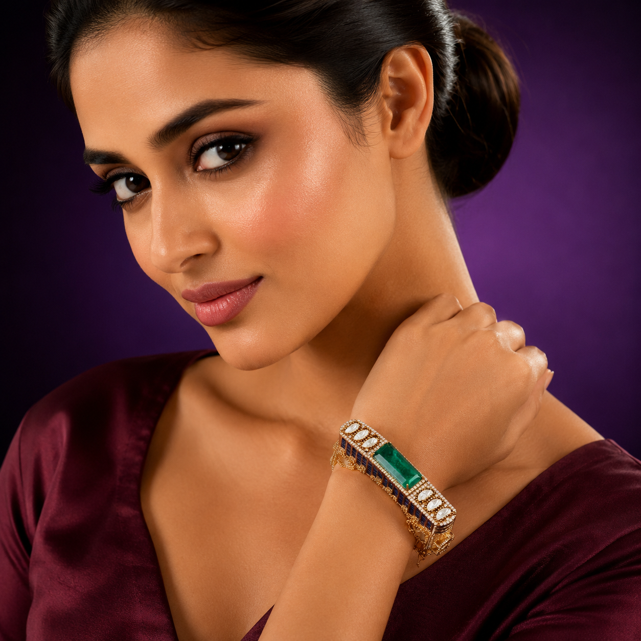 Elegant Kundan Mossanite Bracelet for woman