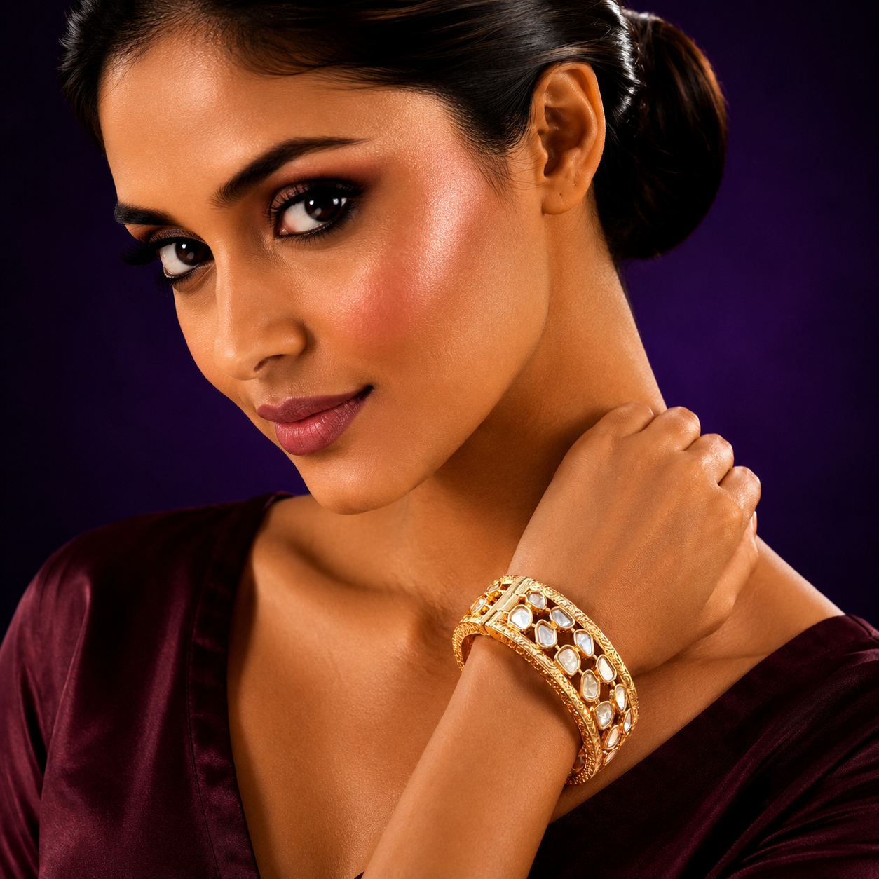 Polki Mossanite Kundan Kada for woman