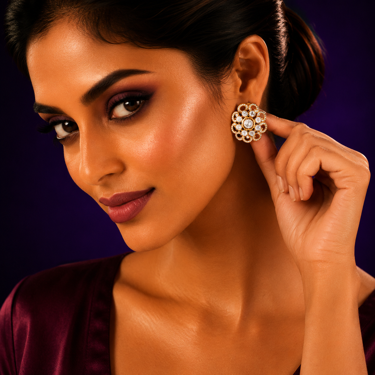 Mossanite With CZ Stud for woman