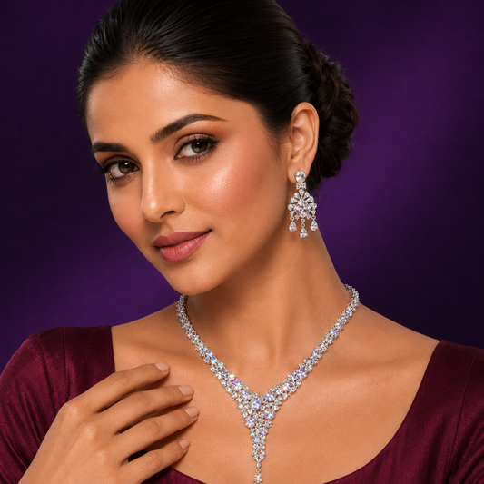 Cubic Zirconia CZ Necklace In Pink