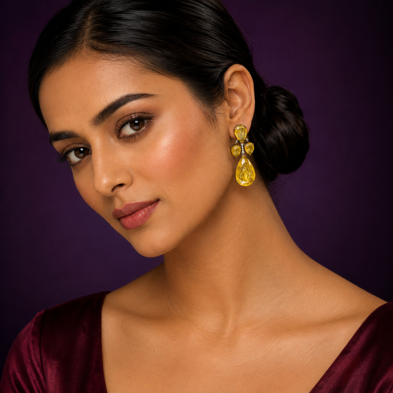 Mrunal Inspired Doublet Stone Yellow Earring