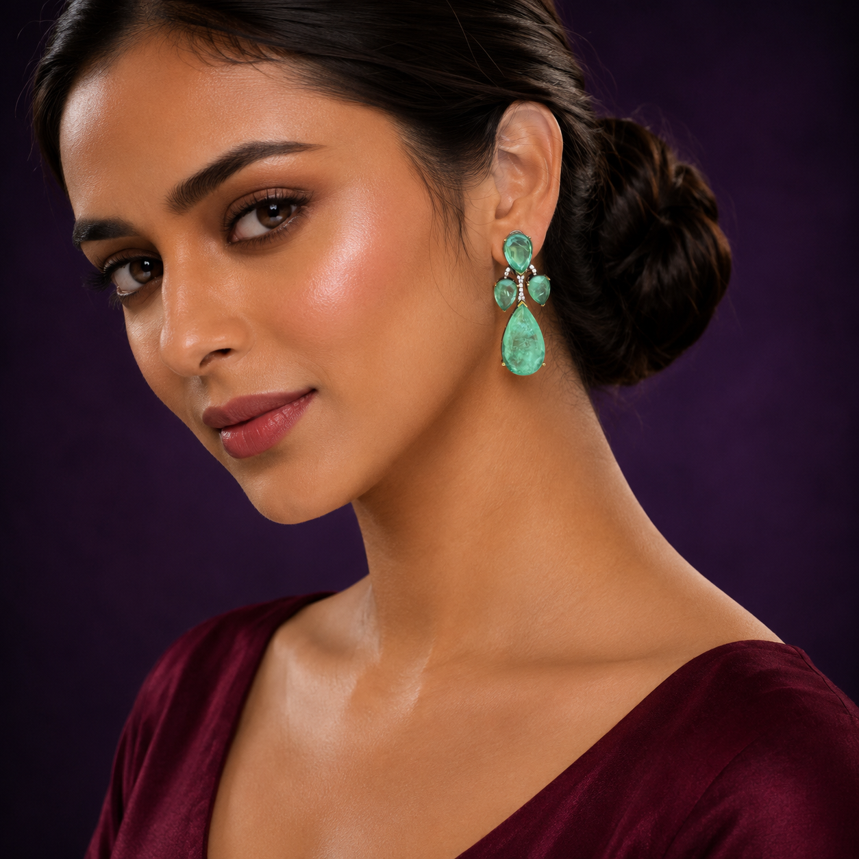 Mrunal Inspired Doublet Stone Mint Earring