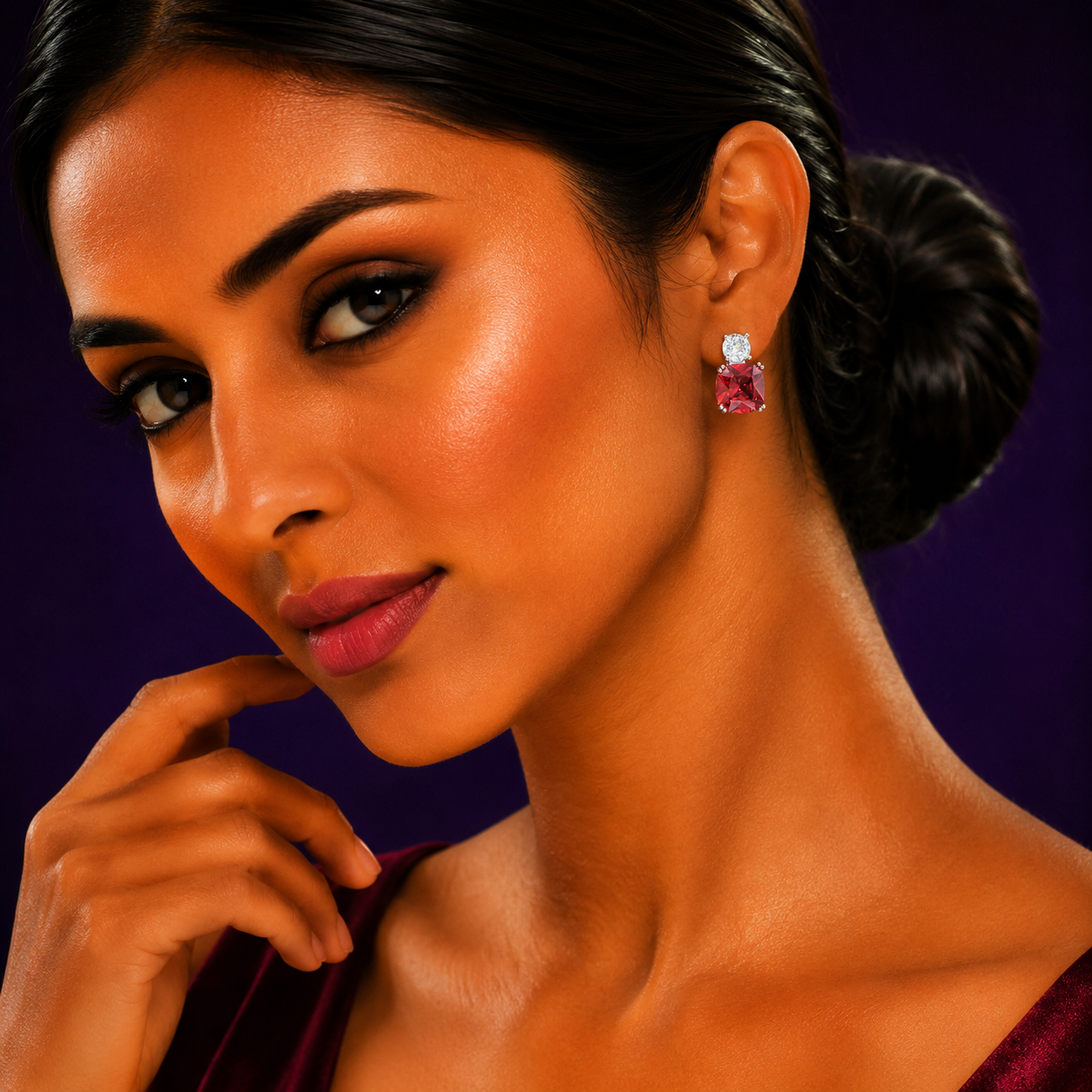 Royal Ruby Crystal Earring