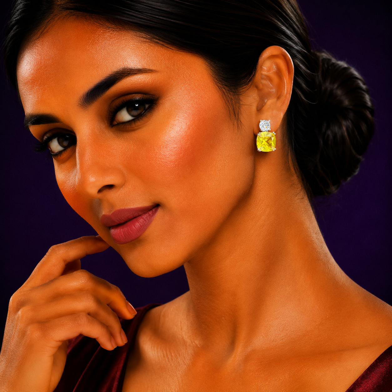 Citrine Glow Statement Earring
